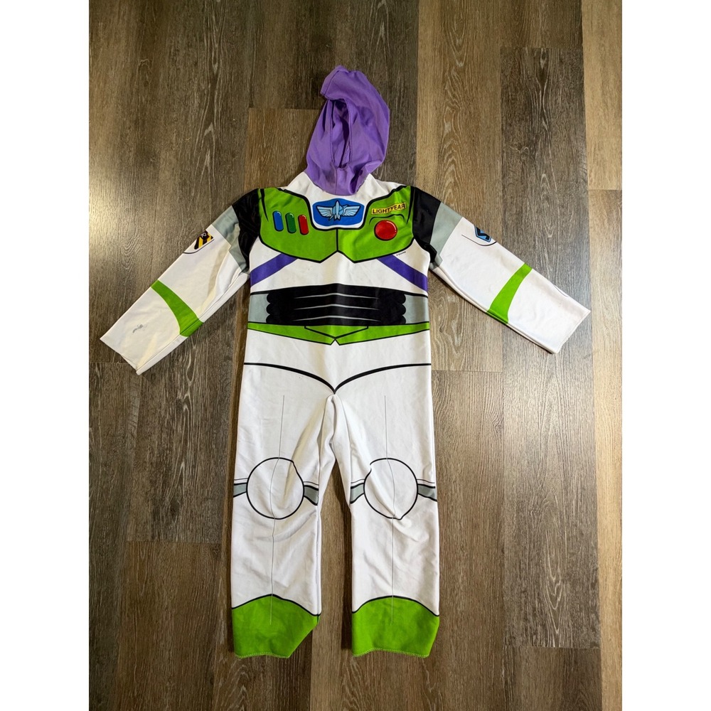 Disney Buzz Lightyear Costume Kids 4-6X White Space Ranger Jumpsuit Hooded